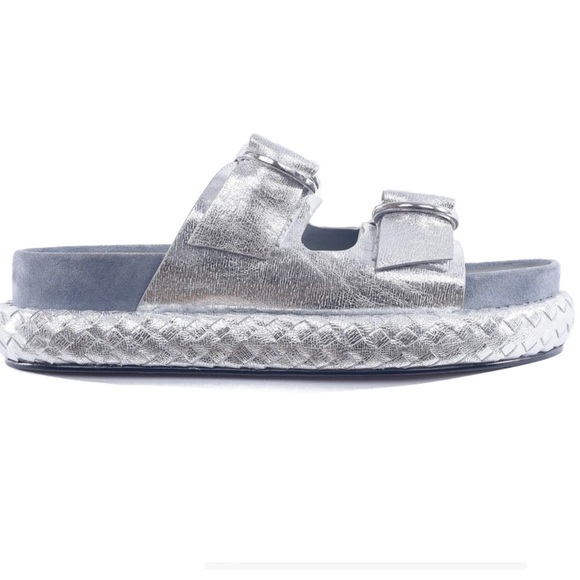 Free People PANAMA FOOTBED SANDALS, SILVER - Picture 1 of 10